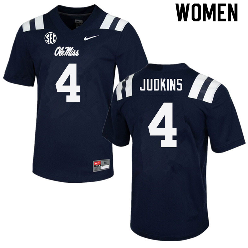 Women #4 Quinshon Judkins Ole Miss Rebels College Football Jerseys Sale-Navy
